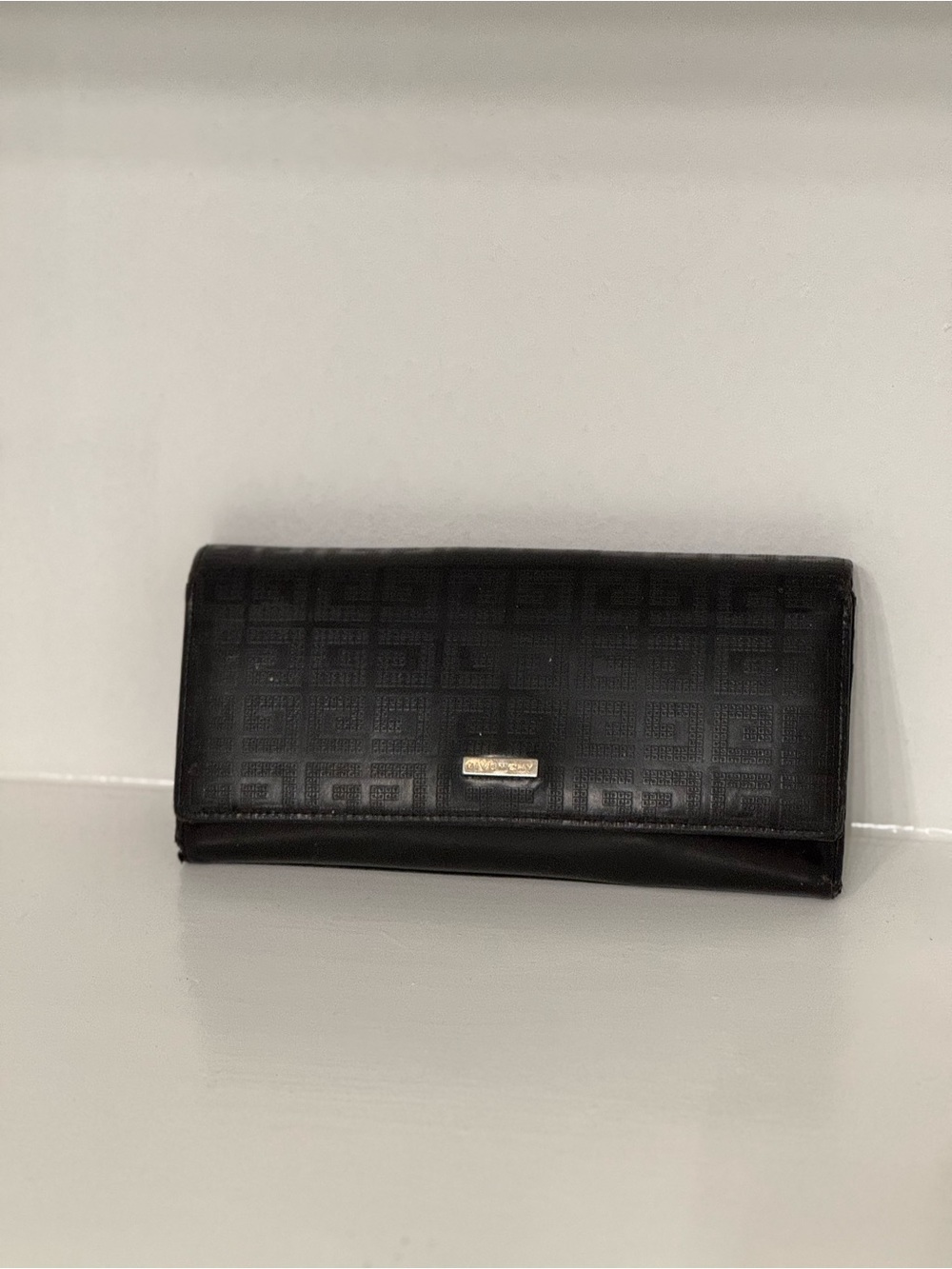 90s Y2K Vintage Givenchy Rare Pocket Fold Coin Gold Black Wallet Clutch